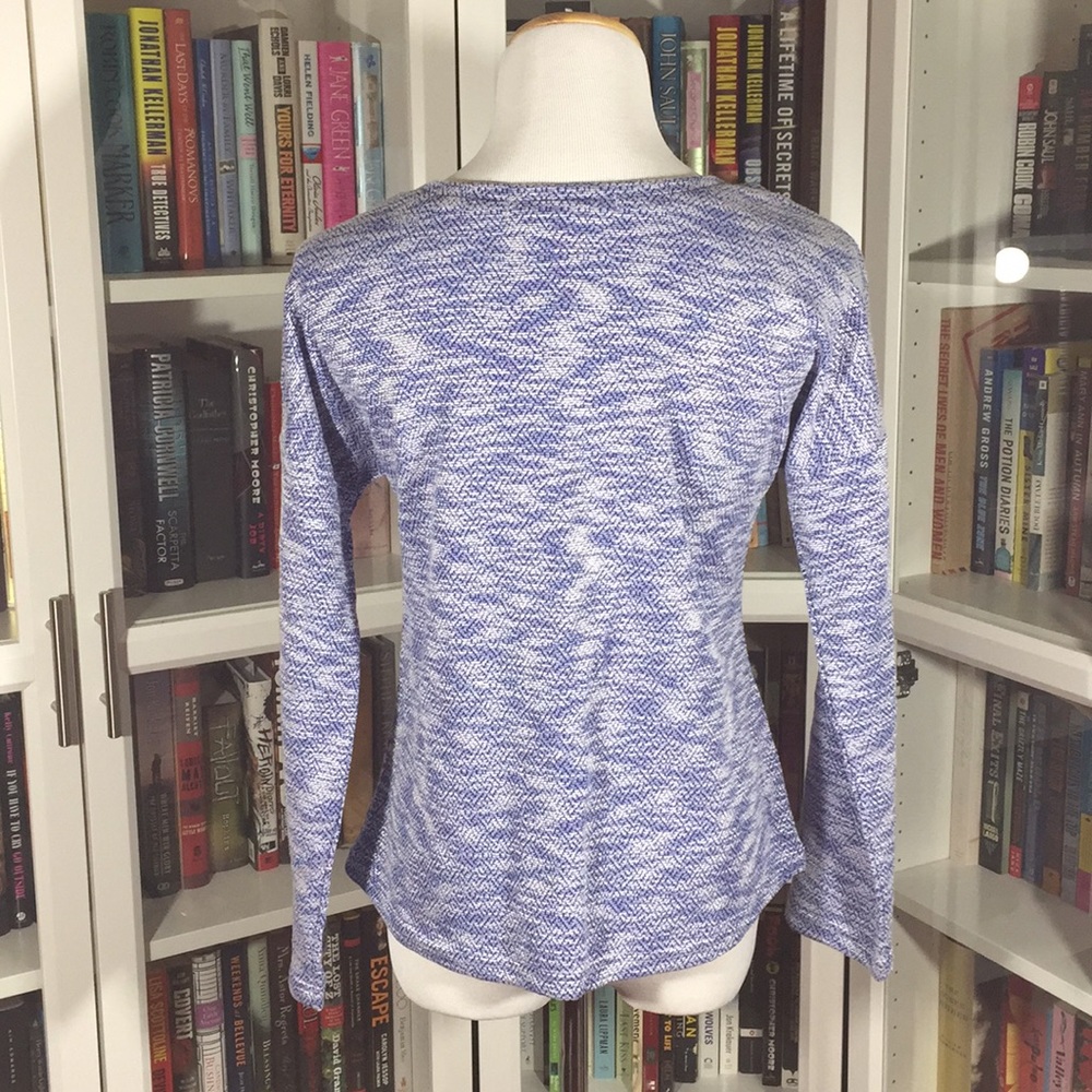 Blue/White Deep V-Neck Sweater - Picture 4 of 6